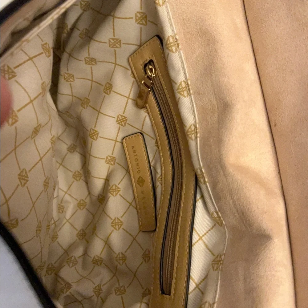 Antonio Melani Met Top Flap Shoulder Leather Satchel Bag